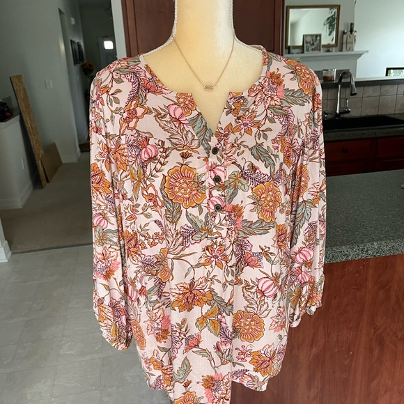 Knox Rose 3/4 sleeve Floral Top - NWOT. Sz Large - Picture 1 of 6
